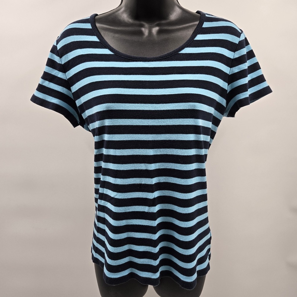 Jones New York Sport Women's Light/Dark Blue Striped Shirt Size XL